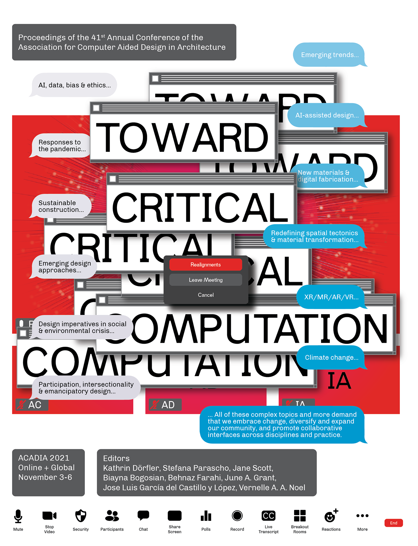 The front cover of the proceedings of the 2021 ACADIA conference.